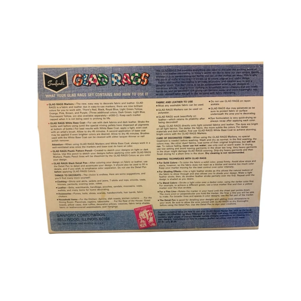Vntg 70’s Sanford's Glad Rags Fabric & Leather Decorating Set NIB - Picture 3 of 4